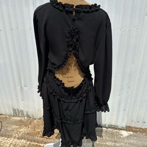 black open back ruffle dress